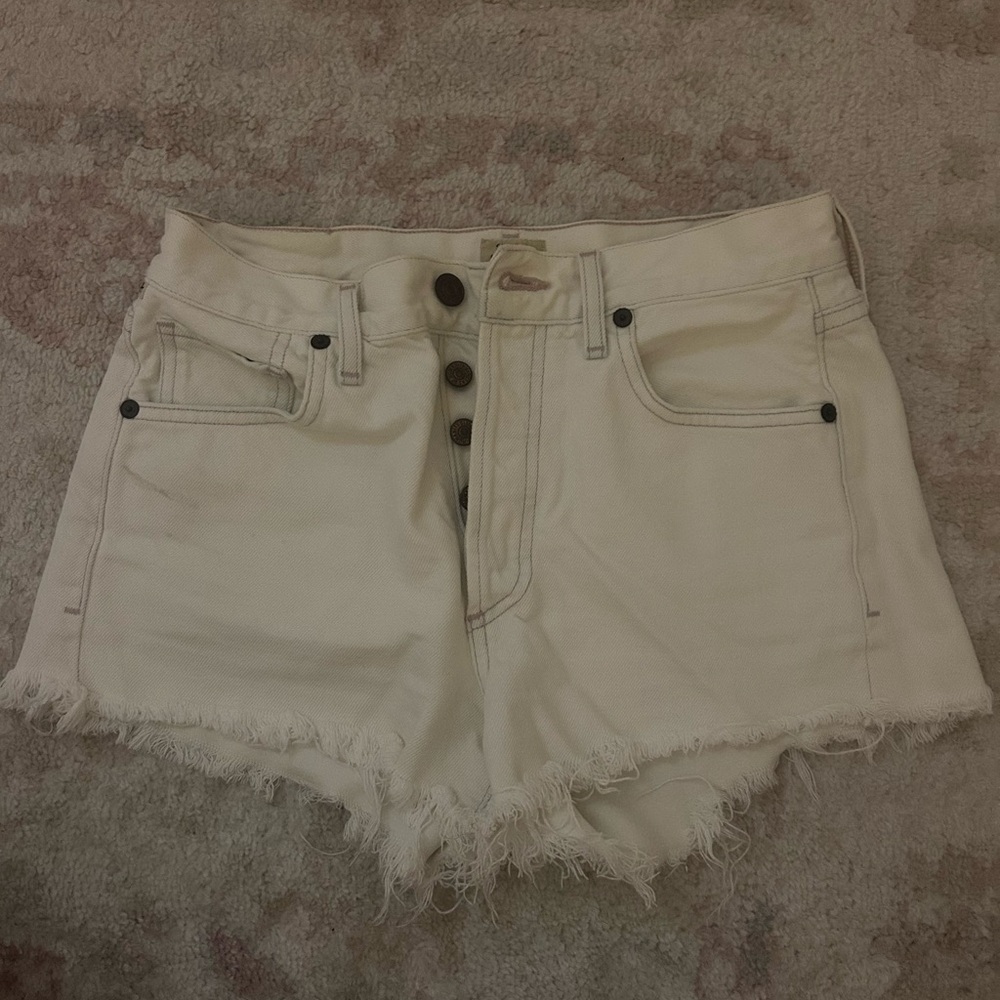 Women's Cream Denim Shorts